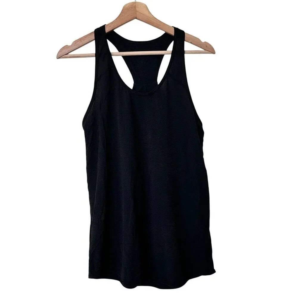 Lululemon 6 Just Pleat It Tank Black Pleated Mesh Back Panel Active